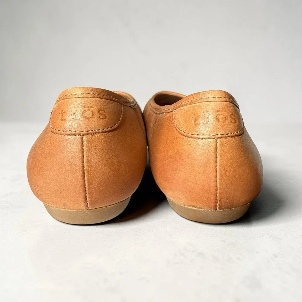 Taos Ballet Flats Loafers Shoes Womens 7 Cognac Tan Leather Slip Ons Minimalist